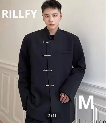 새상품 RILLFY 차이나풍 스탠드 카라 자켓 블랙 빅