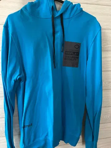 REPLAY 후드 부착 후드 맨투맨 파랑