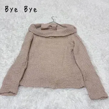 [ 바이바이 ] 긴팔 부클 니트 스웨터 M 리본 포함 카울넥 핑크 계열