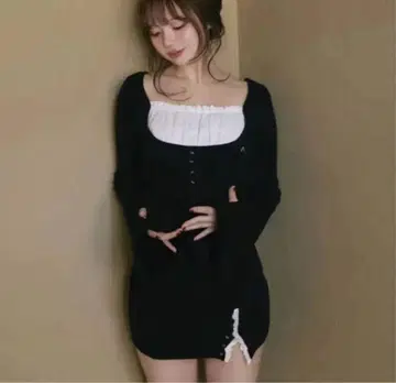 택 포함 새상품 ANDMARY Poppy 레이스 미니 드레스 블랙