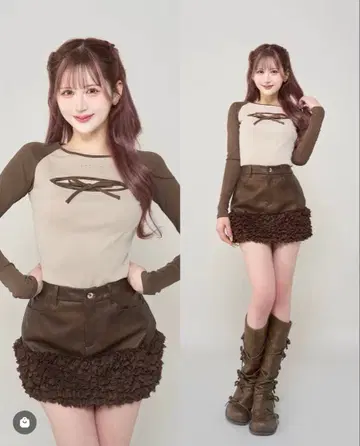 darich 오픈 리본 티셔츠 베이지