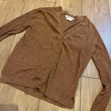 MARILYN MOON 리브 니트 가디건 라메 새상품급 프리 사이즈