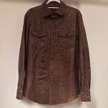 MURANO SPORT 천연 가죽 가죽 셔츠 자켓 브라운 M