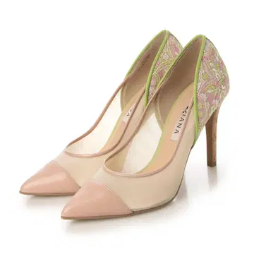 DIANA 자수 하이힐 엘레강트 베이지/핑크