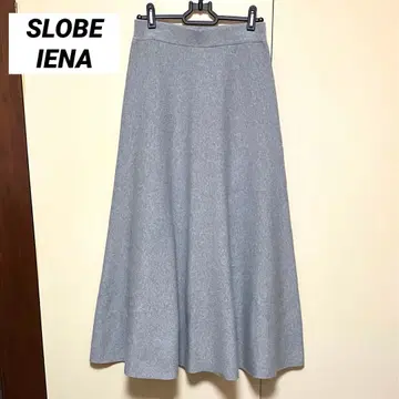 SLOBE IENA 밀라노 리브 니트 플레어 스커트 그레이 프리 사이즈