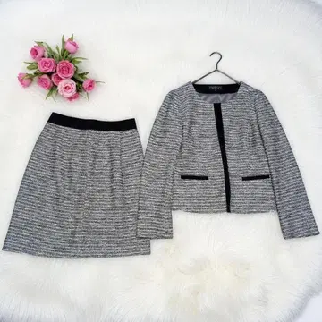 Size40 INDIVI 셋업 노카라 자켓 스커트