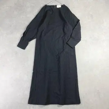 프리미에 아롱디스망 울 100% 롱 원피스 블랙 일본제 모드