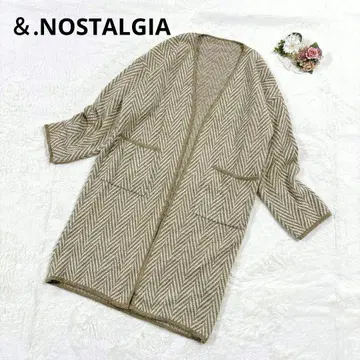 앤드 도트 노스탤지어 롱 니트 가디건 헤링본 올 패턴 체형 커버