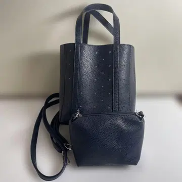 blancvert 네이비 토트백 하트 스터드 부착 파우치 포함