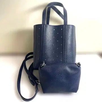 blancvert 네이비 토트백 하트 스터드 부착 파우치 포함