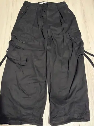 블랙 카고 팬츠 사이드 포켓 빅