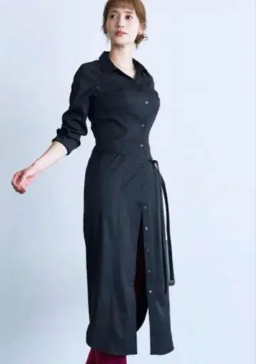 overE 롱 셔츠 원피스 블랙 96