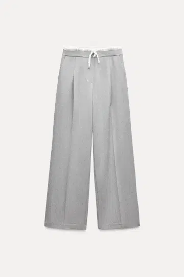 자라 ZARA 와이드 레그 팬츠 더블 허리 밴딩 그레이 XS