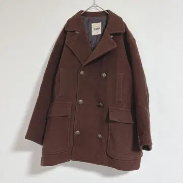 스쿱 P 코트 브라운 M 성숙 캐주얼 깔끔한 아우터