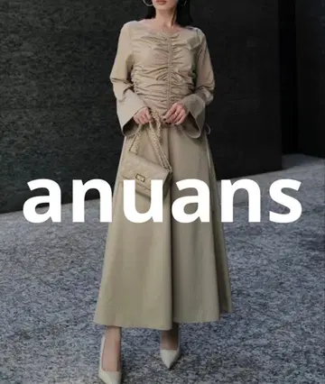 새상품급 anuans 긴팔 원피스 MEDIUM 베이지 여성용