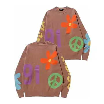 X-LARGE PEACE JACQUARD KNIT CREW L BROWN