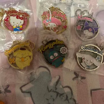 산리오 캐릭터즈 반짝반짝 투명 메탈 참 전 6종 컴플리트 세트