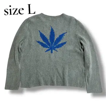 [ 레어 ] 루시앙페라피네 헴프 패턴 캐시미어 혼방 니트 백 로고 L