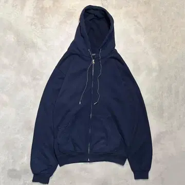 [레어] 00s 프룻 오브 더 룸 지퍼 후드티 S 무지 네이비 짧은 기장