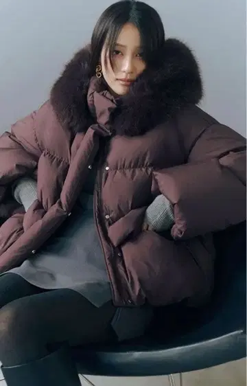 FRAY I.D 후드 퍼 숏 다운 코트