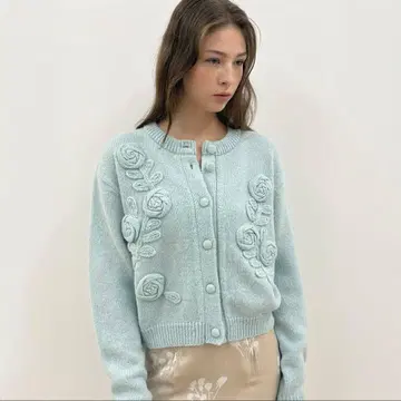 sinoon Rose Artwork Hairy Cardigan