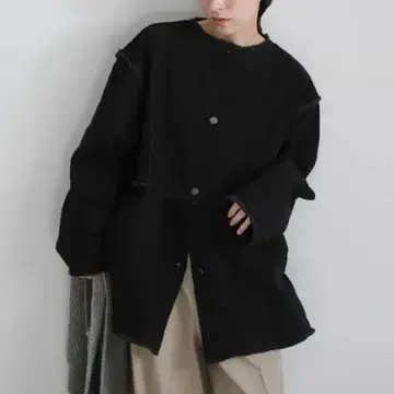 [리메이크] 셀렉 모카 노카라 데님 자켓 블랙 새상품급