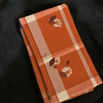 요네자와 격자 꽃무늬 감색 리버서블 반폭 오비