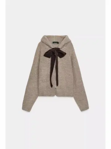 대비 드로우 스트링 후디 S 베이지 후드 부착 리본