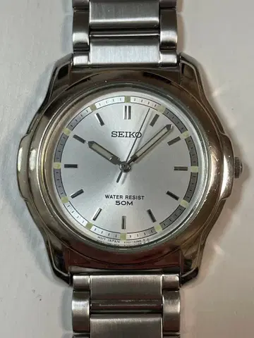 SEIKO 쿼츠 손목시계 실버 50M 방수