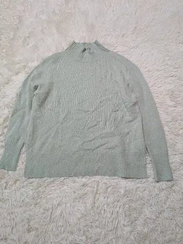 UNTITLED 민트 그린 하이넥 니트 2 캐시미어