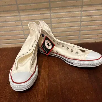 CONVERSE ALL STAR 화이트 하이컷 스니커즈 끈 없음