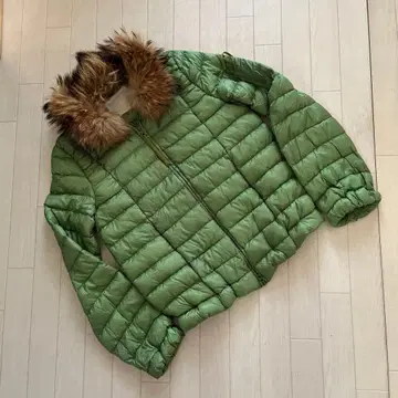 그린 다운 자켓 인조 모피 포함 캐논 크리에이션 38 사이즈