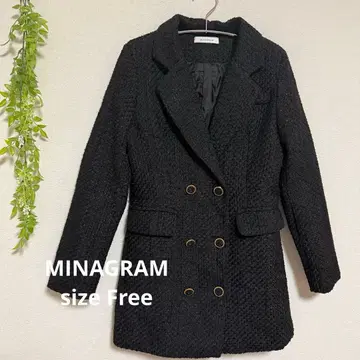 미나그램 MINAGRAM 블랙 더블 브레스트 트위드 자켓 Free