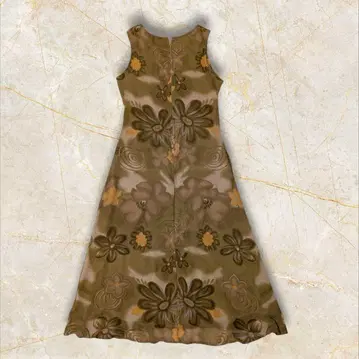 꽃무늬 슬리브리스 플레어 원피스