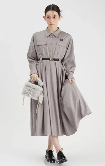 FURFUR 벨트 포함 셔츠 원피스