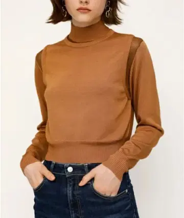 SLY 스라이 상의 니트 브라운 터틀넥 니트 긴팔 사이즈 1