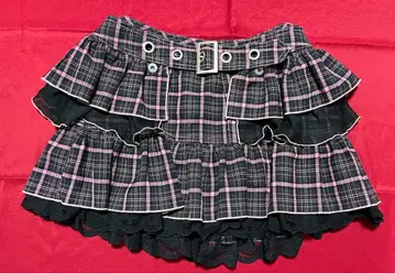 ALGONQUINS 블랙 핑크 체크 무늬 스커트