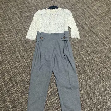 레이스 긴팔 그레이 올인원