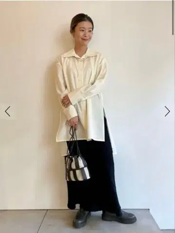 CABAN 울 트윌 하이넥 롱 셔츠