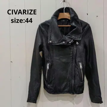 시버라이즈 베지터블 탄닌 시어링 가죽 하이넥 자켓 블랙