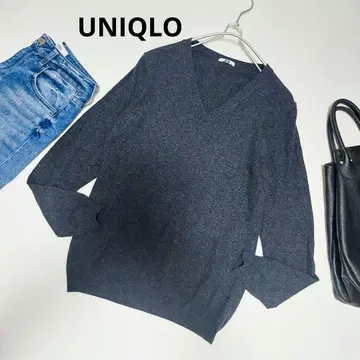 UNIQLO 유니클로 캐시미어 100% V넥 니트 풀오버 다크 그레이