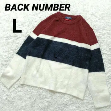 백넘버 스웨터 니트 남성용 L 울 혼방 보더 멀티 컬러