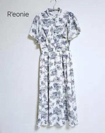 R'eonie 꽃무늬 롱 원피스 소매 프릴