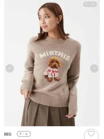 milaowen 토이 푸들 크루넥 자카드 니트