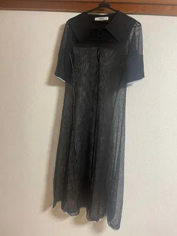 FURFUR 블랙 롱 원피스 반팔