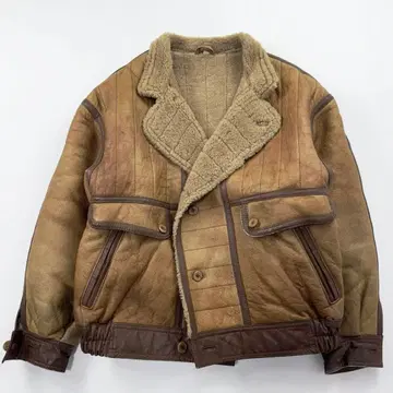무스탕 자켓 양가죽 천연 가죽 보아 숏 기장 빈티지 브라운 방한