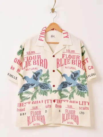 Backers 패키지 패턴 반팔 오픈 카라 셔츠