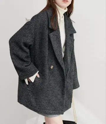 natural couture 헤링본 무늬 오버 사이즈 코트