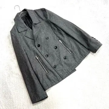 [ 브라우니 ] ( L ) 피 코트 다크 그레이 울 혼방 락