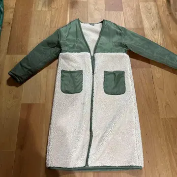 올리브 그린 퀼팅 자켓 롱 기장 F 사이즈